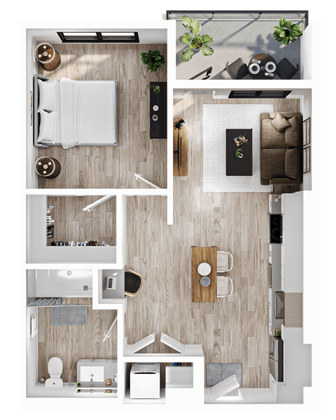 a floor plan of a bedroom with a bathroom and a living room